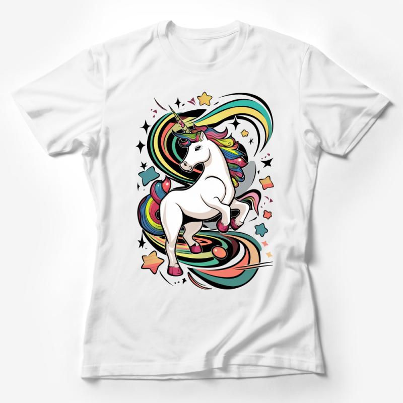 Colorful Unicorn T-Shirt, Vibrant Fantasy Creature Tee, Magical Rainbow Unicorn Graphic Shirt, Unisex Unicorn Lover Gift Idea Female T-Shirt