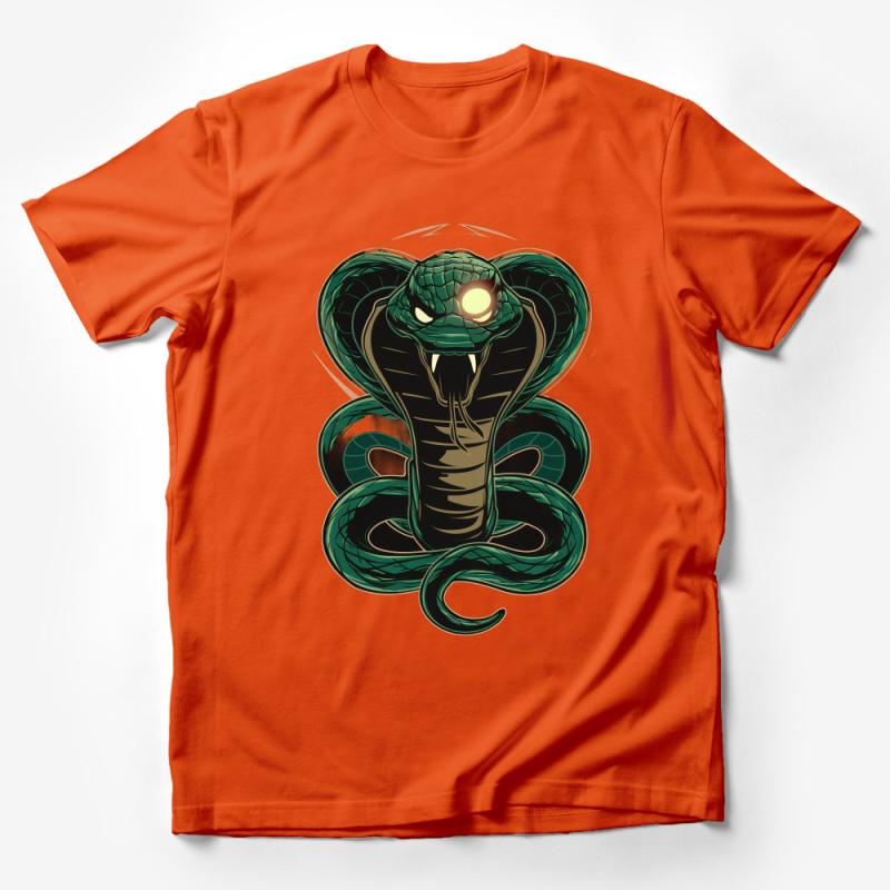 Menacing Green Cobra Snake Graphic Tee - Perfect for Reptile Lovers and Wildlife Enthusiasts Male T-Shirt