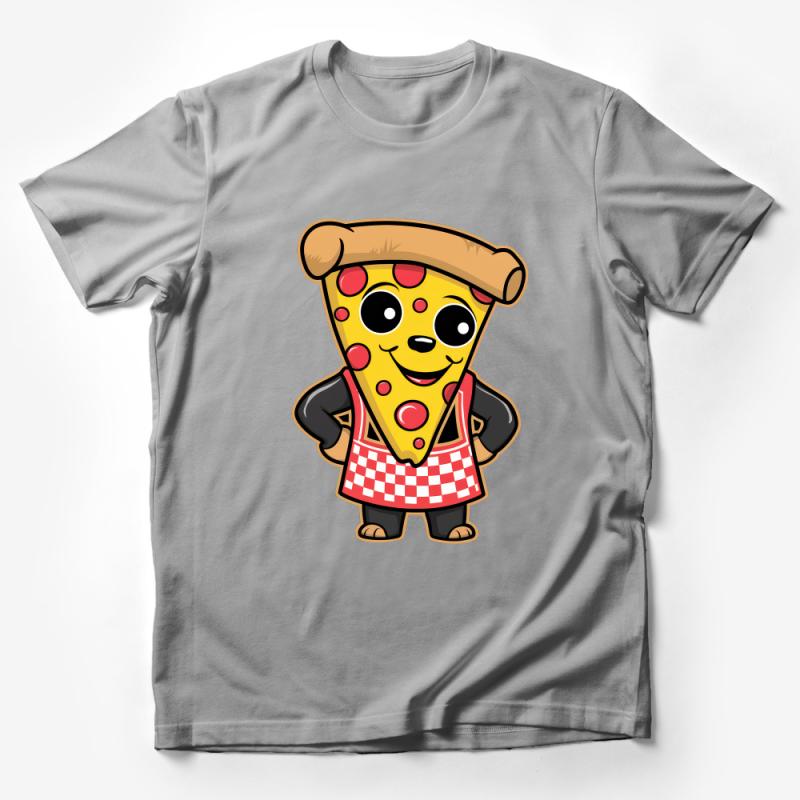 Cute Animated Pizza Slice Character T-Shirt for Kids and Adults, Fun Foodie Apparel Male T-Shirt