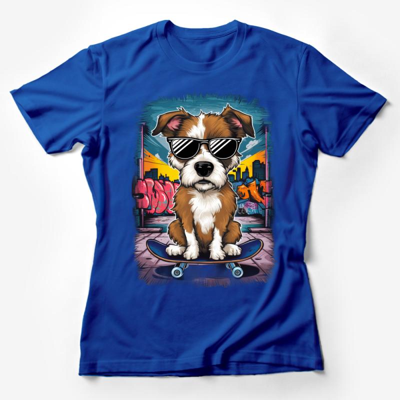 Cool Skateboarding Dog T-Shirt, Urban Style Hipster Pup Tee, Fun Animal Graphic Tee for All Ages Female T-Shirt