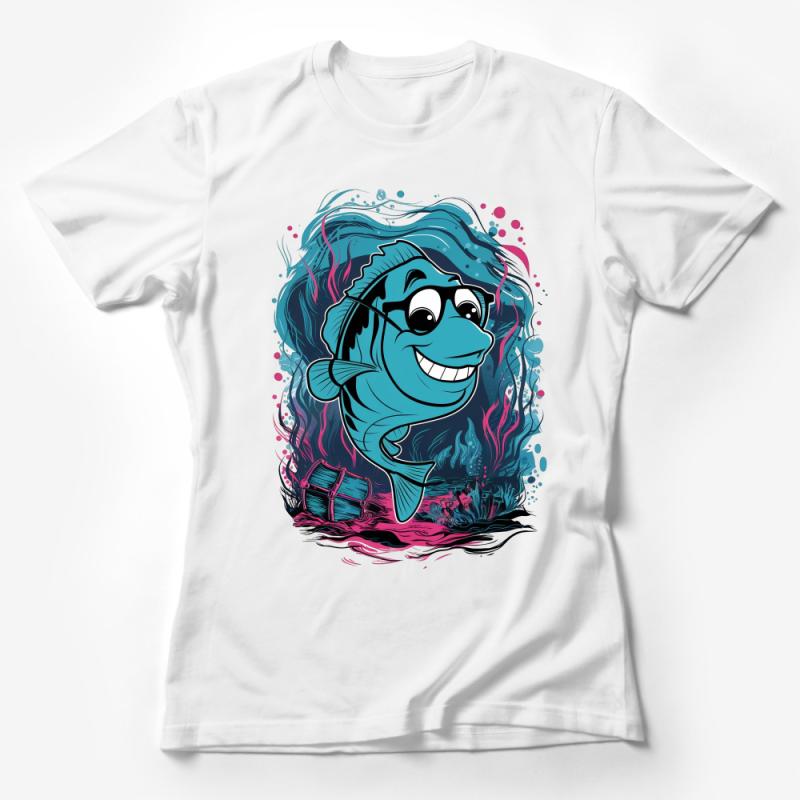 Colorful Ocean Fish T-Shirt, Cute Cartoon Marine Life Tee, Underwater Adventure, Vibrant Aqua Wildlife Shirt for All Ages Female T-Shirt