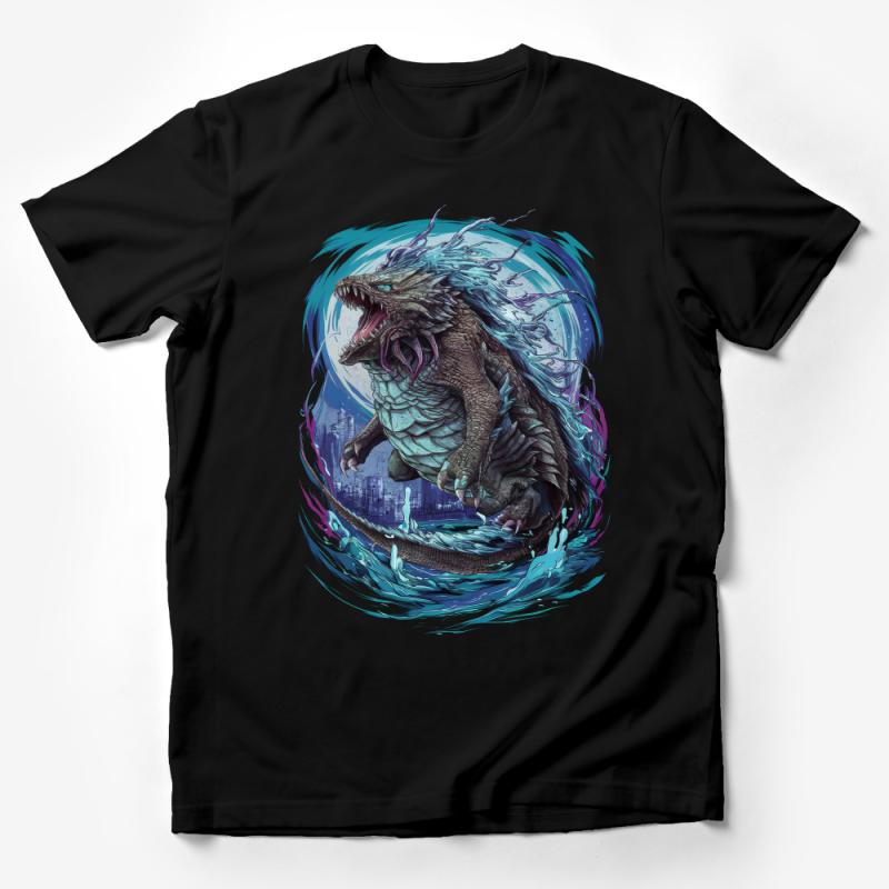 Fantasy Dragon T-Shirt, Urban Mythical Creature, Artistic Graphic Tee, Cool Dragon Design, Unisex Apparel Male T-Shirt