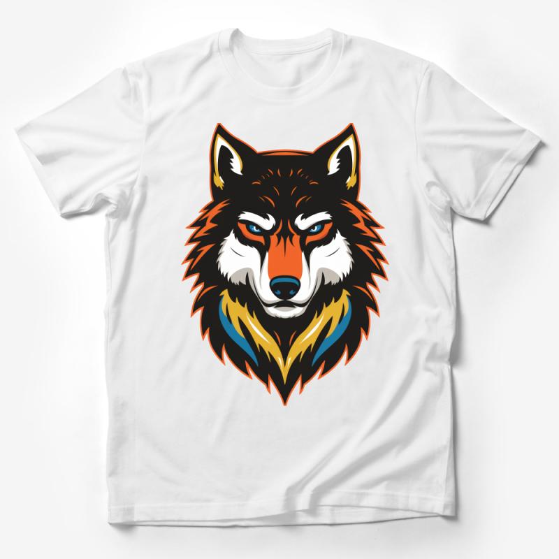 Cool Wolf Graphic Tee, Vibrant Animal Face Shirt, Unisex Wildlife T-Shirt, Colorful Nature Inspired Top, Gift for Animal Lovers Male T-Shirt