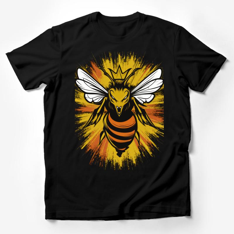 Queen Bee Graphic T-Shirt, Crown and Wings Design, Nature Inspired Art Tee, Urban Streetwear, Unisex Fashion Top, Unique Gift Idea Male T-Shirt