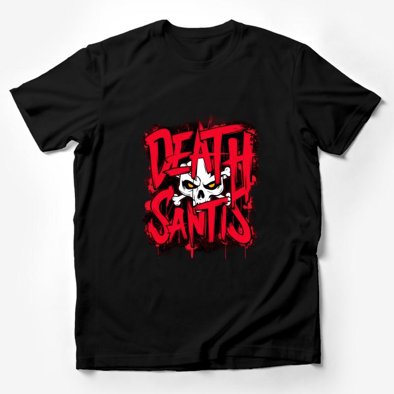 Urban Skull T-Shirt, Death Graffiti Style Tee, Streetwear Graphic Skull Shirt, Bold Red Black Design Male T-Shirt