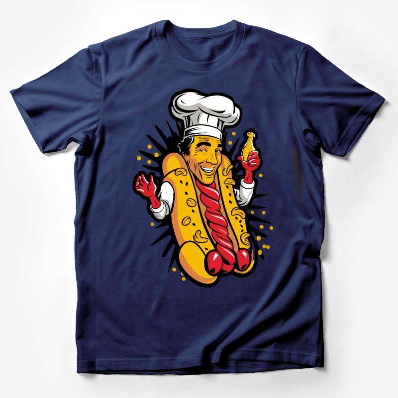 Funny Chef Hot Dog Graphic Tee, Casual Food Lover T-Shirt, Unisex Summer BBQ Party Shirt, Unique Cook Apparel Male T-Shirt