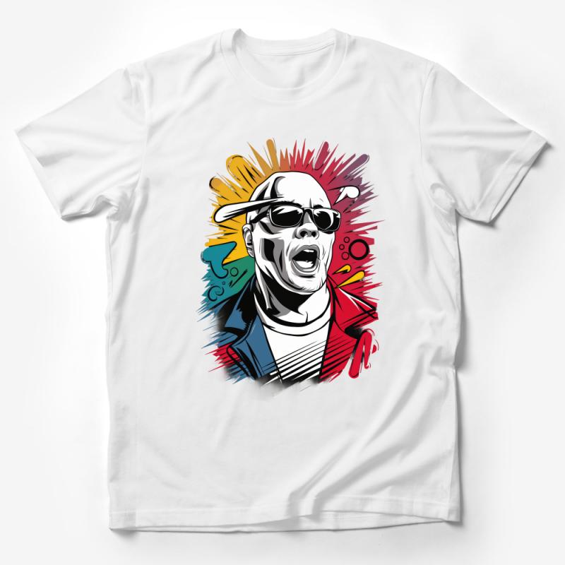 Urban Street Art T-Shirt, Colorful Graffiti Style Portrait, Hip Hop Fashion Tee, Unisex Graphic Shirt, Trendy Casual Apparel, Cool Design Top Male T-Shirt