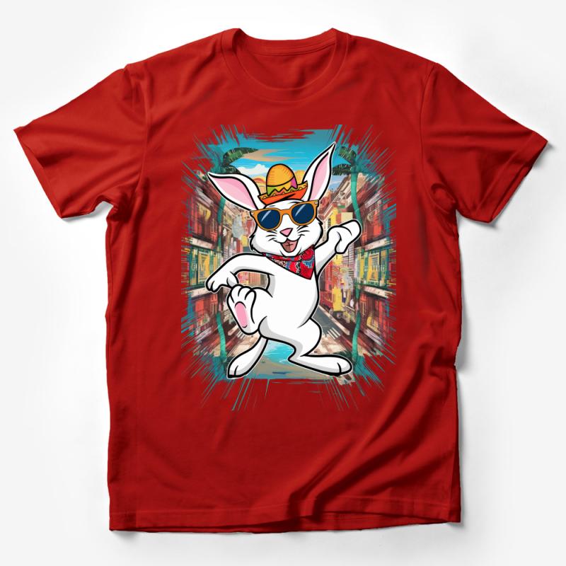 Cool Hipster Bunny T-Shirt, Urban Rabbit with Sunglasses Tee, Unisex Street Fashion, Easter Gift Idea Male T-Shirt