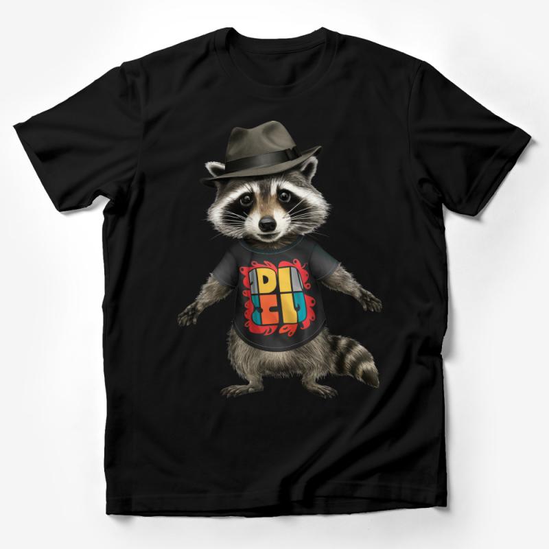 Funny Raccoon T-Shirt, Cute Animal in Hat Graphic Tee, Unisex Casual Wear, Hipster Raccoon Fashion Top, Gift Idea Male T-Shirt