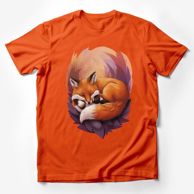 Fox Illustration T-Shirt, Cute Sleeping Fox Graphic Tee, Unisex Nature Inspired Shirt, Wildlife Art Apparel, Gift for Animal Lovers Male T-Shirt