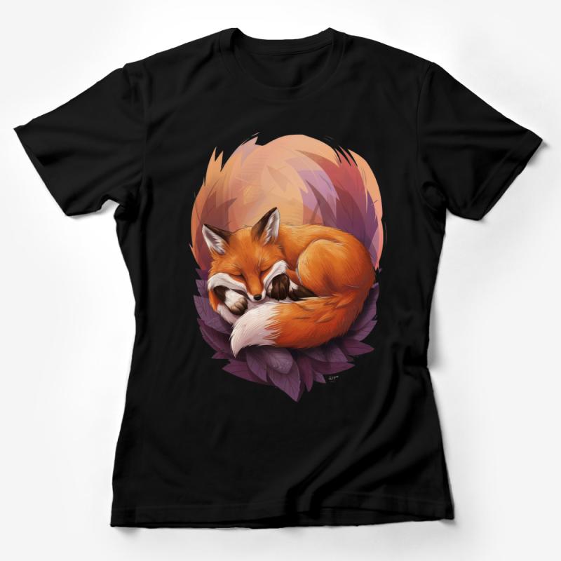 Fox Illustration T-Shirt, Cute Sleeping Fox Graphic Tee, Unisex Nature Inspired Shirt, Wildlife Art Apparel, Gift for Animal Lovers Female T-Shirt