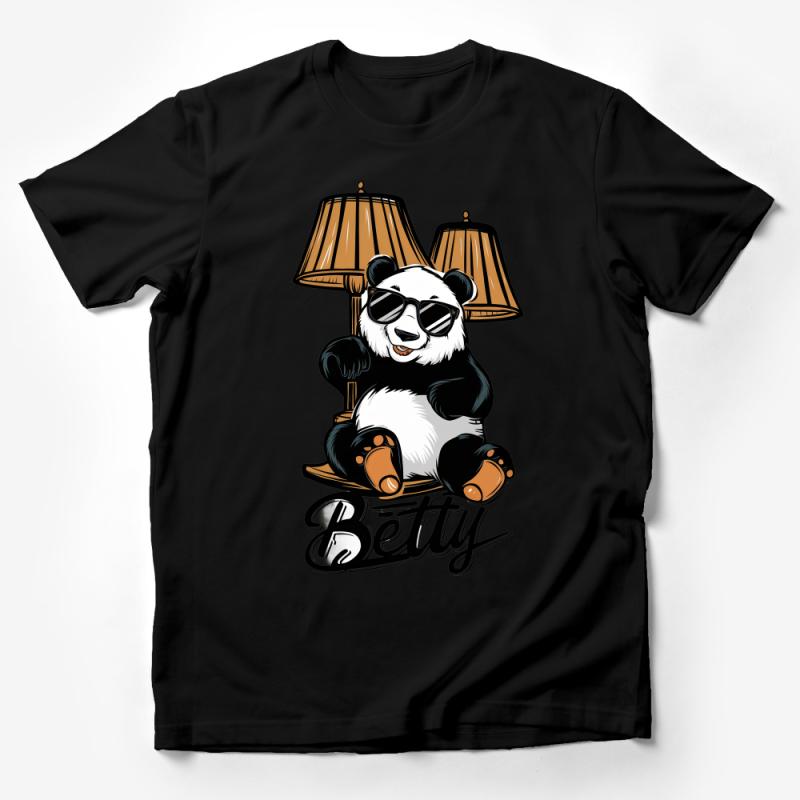 Cool Panda in Sunglasses and Slippers Cartoon Graphic T-Shirt, Relaxing Bear Tee Male T-Shirt