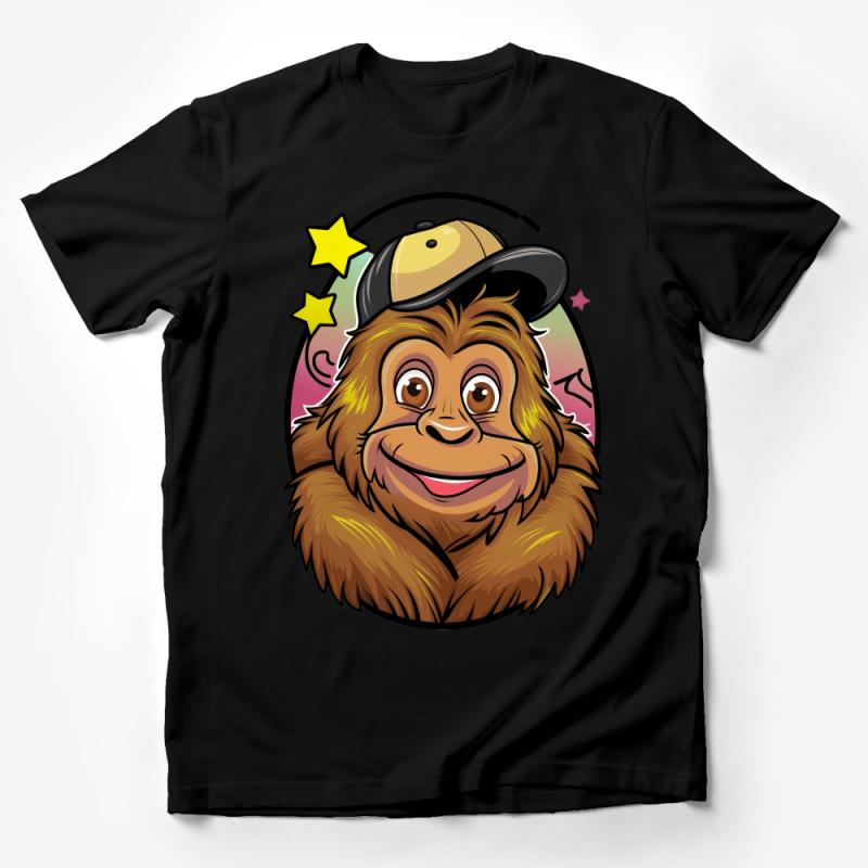 Cartoon Monkey T-Shirt, Cute Animal Graphic Tee, Unisex Casual Wear, Fun Illustration Shirt for All Ages Male T-Shirt