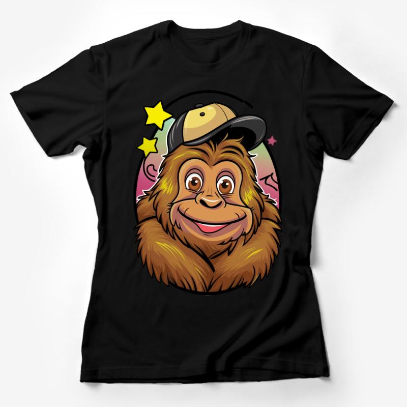 Cartoon Monkey T-Shirt, Cute Animal Graphic Tee, Unisex Casual Wear, Fun Illustration Shirt for All Ages Female T-Shirt