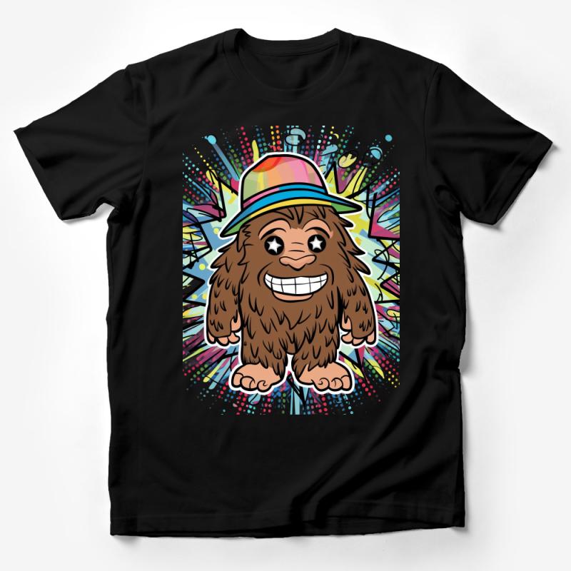 Funky Cartoon Bigfoot T-Shirt, Colorful Sasquatch Graphic Tee, Unisex Urban Style Streetwear, Cool Monster Shirt for All Ages Male T-Shirt