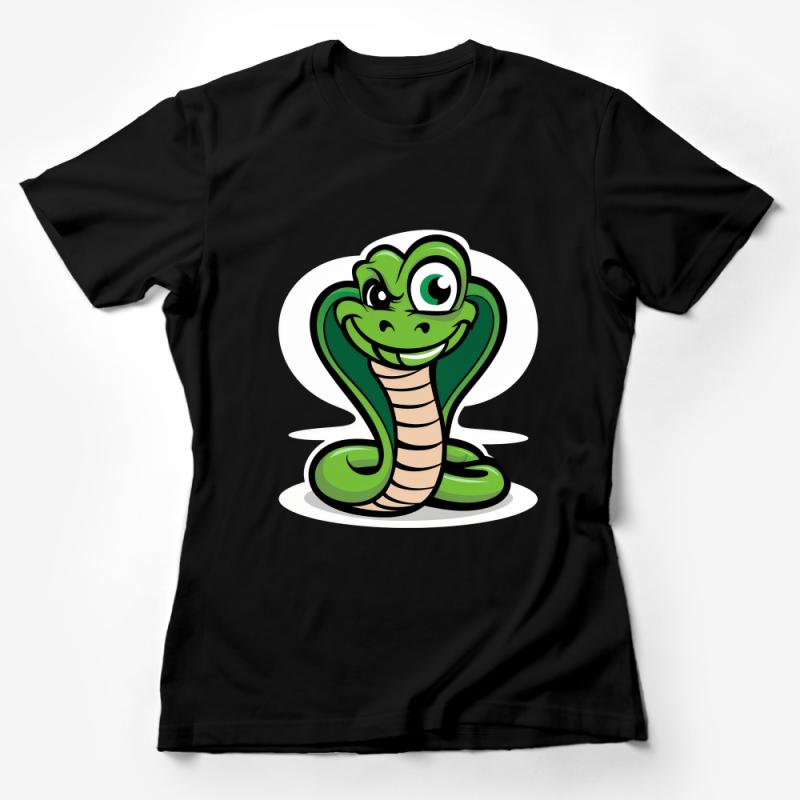 Cute Animated Green Snake Cartoon Character T-Shirt for Kids and Adults Female T-Shirt