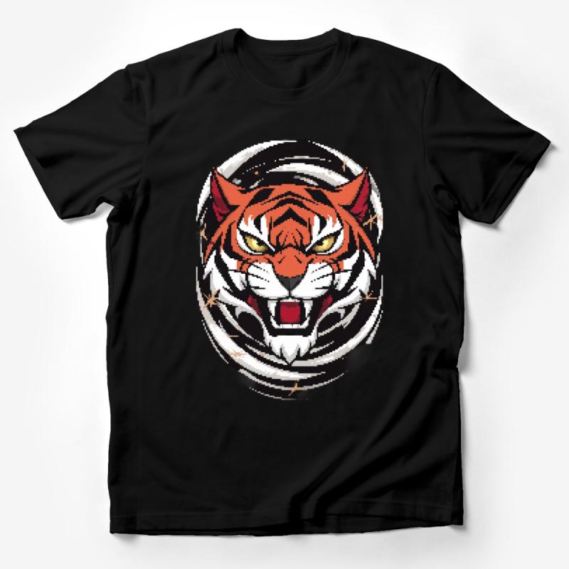 Ferocious Tiger Face T-Shirt, Wild Animal Jungle Theme Shirt, Unisex Clothing for All Ages Male T-Shirt