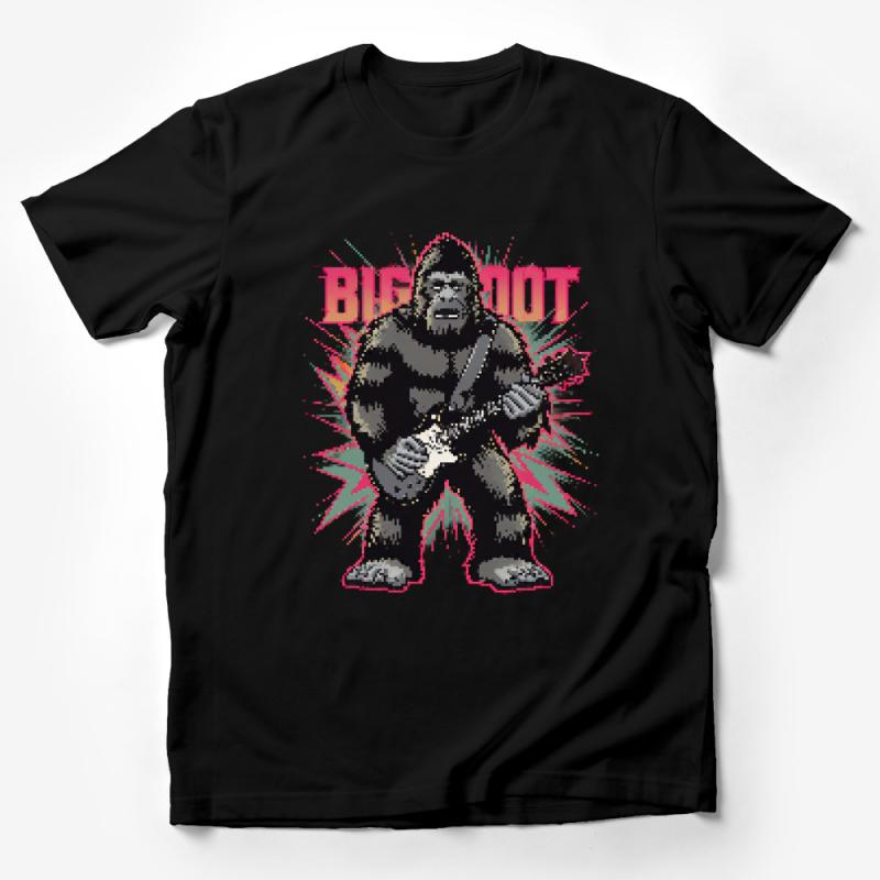 Bigfoot Band Tee, Guitar Playing Sasquatch Shirt, Funny Cryptid Rocker T-Shirt, Unique Gift Male T-Shirt