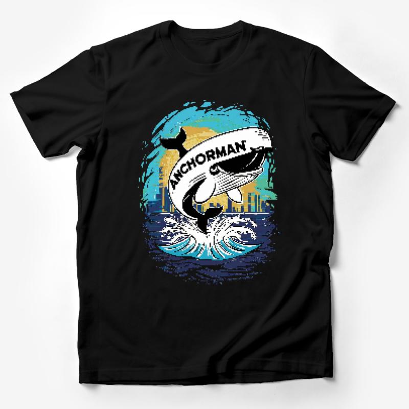 Nautical Whale Graphic Tee, Ocean City Anchorman Inspired T-Shirt, Unique Sea Life Shirt Design Male T-Shirt