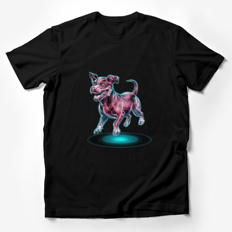 Vibrant Neon Dog T-Shirt, Graphic Tee, Cyberpunk Animal Art, Men's Women's Unisex Top, Pet Lover Gift, Futuristic Style Clothing Male T-Shirt