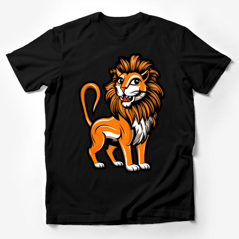 Cartoon Lion T-Shirt, Jungle Animal Tee, Kids and Adults Unisex Shirt, Graphic Wildlife Top, Nature Inspired Clothing, Bold Lion Design Male T-Shirt