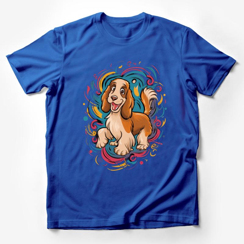 Colorful Spaniel Dog T-Shirt, Vibrant Artistic Graphic Tee, Pet Lover Casual Wear, Unisex Animal Print Shirt, Gift for Dog Owners Male T-Shirt