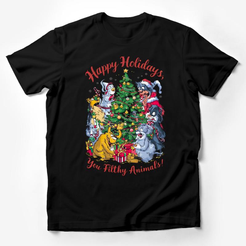 Happy Holidays You Filthy Animals T-Shirt, Christmas Tree, Festive Grinch Inspired Tee, Funny Xmas Holiday Party Shirt, Unisex Gift Male T-Shirt