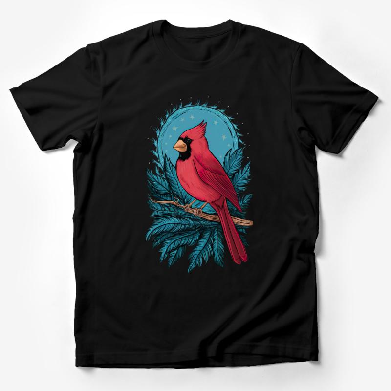 Red Cardinal Bird T-Shirt, Nature Inspired Graphic Tee, Unisex Wildlife Illustration Shirt, Gift for Bird Watchers Male T-Shirt