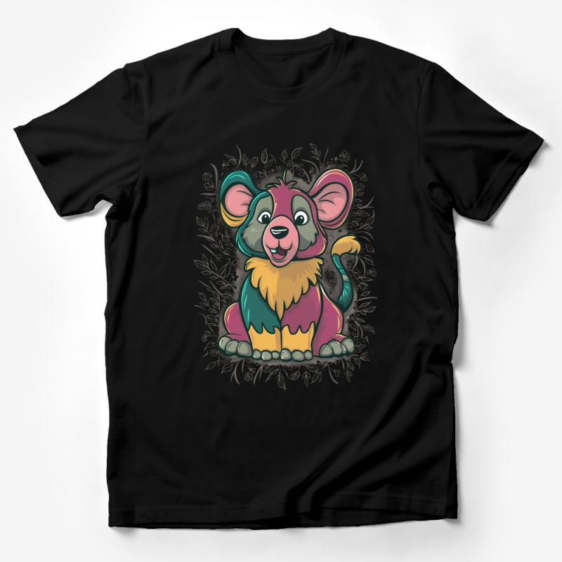 Colorful Cartoon Lion T-Shirt, Fun Whimsical Jungle Animal Tee, Kids Vibrant Graphic Shirt, Unisex Lion Lover Gift Male T-Shirt