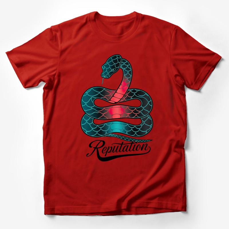 Vibrant Cobra Graphic Tee, Bold Reputation Statement T-Shirt, Unisex Serpent Design, Trendy Animal Print Top Male T-Shirt