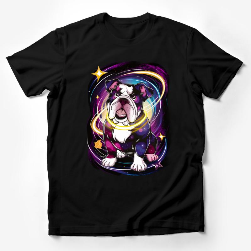 Cosmic Bulldog T-Shirt, Space-Themed Dog Lover Tee, Unisex Graphic Shirt, Galaxy Print Pet Art, Stardust Canine Apparel, Cool Animal Tee Male T-Shirt