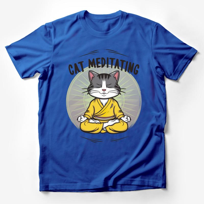 Funny Meditating Cat T-Shirt, Zen Yoga Cat Tee, Cute Meditation Graphic Shirt, Unisex Yoga Lover Gift, Animal Humor Casual Top Male T-Shirt