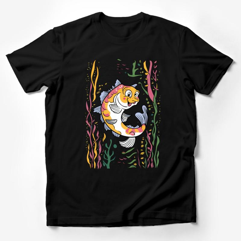 Colorful Koi Fish T-Shirt, Unisex Graphic Tee, Asian-Inspired Nature Aquarium Fish Design, Casual Wear Male T-Shirt