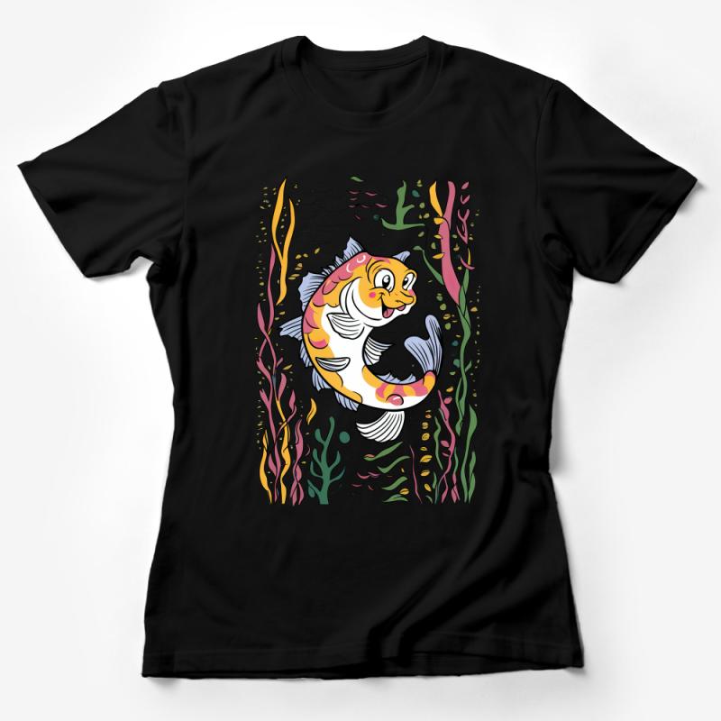 Colorful Koi Fish T-Shirt, Unisex Graphic Tee, Asian-Inspired Nature Aquarium Fish Design, Casual Wear Female T-Shirt