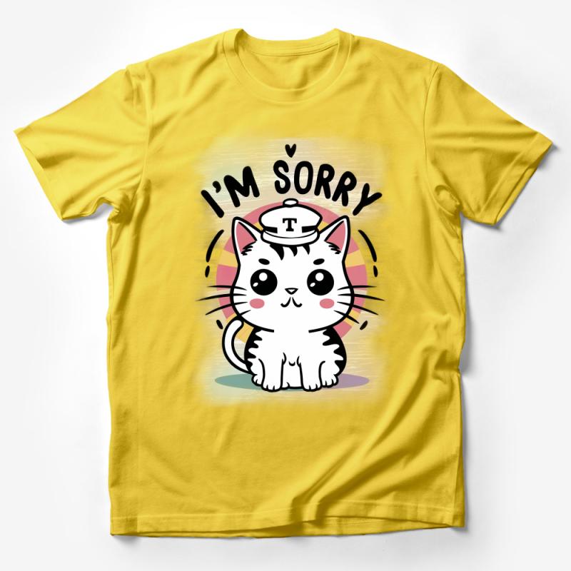 Cute Sailor Cat T-Shirt, I'm Sorry Kawaii Cat Tee, Anime Cat Lover Gift, Unisex Graphic Shirt, Casual Streetwear, Adorable Feline Top Male T-Shirt