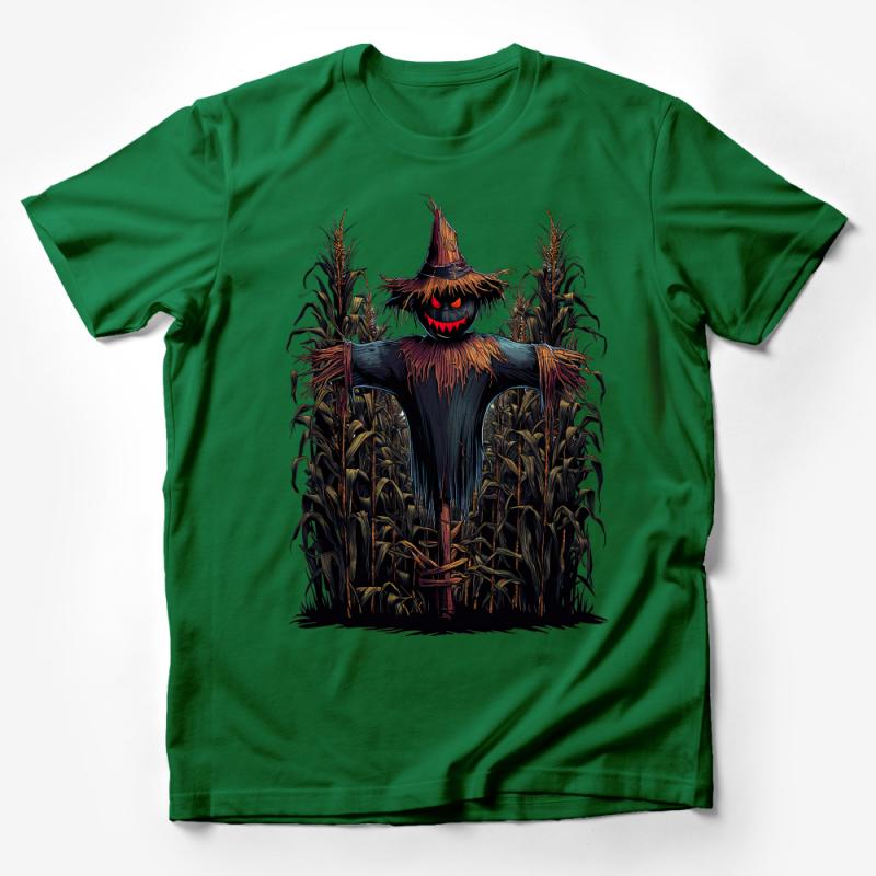 Scarecrow Graphic Tee, Harvest Festival Spooky Autumn T-Shirt, Unique Halloween Apparel, Corn Field Men's Women's Shirt Male T-Shirt