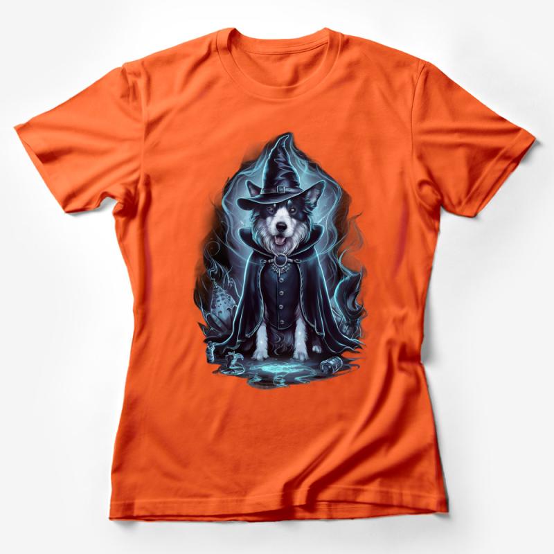 Wizard Dog T-Shirt, Magical Canine Graphic Tee, Fantasy Pet Lover Gift, Mystical Animal Illustration Shirt, Unique Dog Wizard Apparel Female T-Shirt