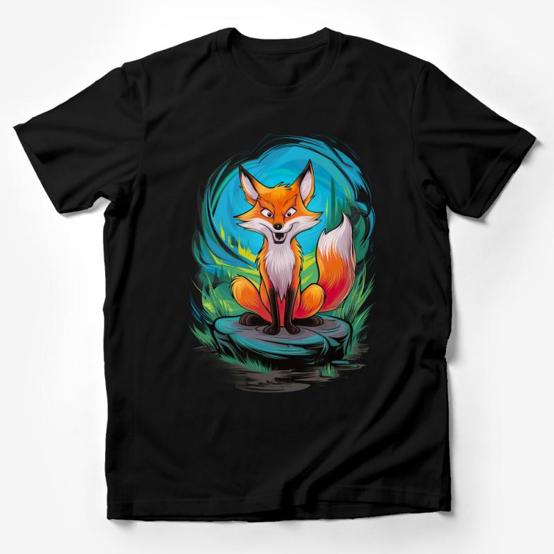 Vibrant Fox Graphic T-Shirt, Unisex Nature-Inspired Tee, Woodland Animal Illustration, Comfortable Casual Wear, Artistic Shirt Design Male T-Shirt