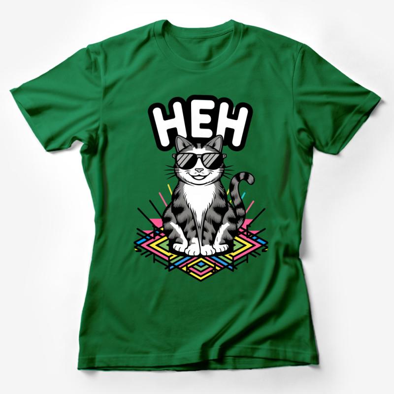 Cool Cat T-Shirt, Funny Graphic Tee, Retro Style Cat with Sunglasses, Unisex Casual Wear, Unique Gift for Cat Lovers Female T-Shirt