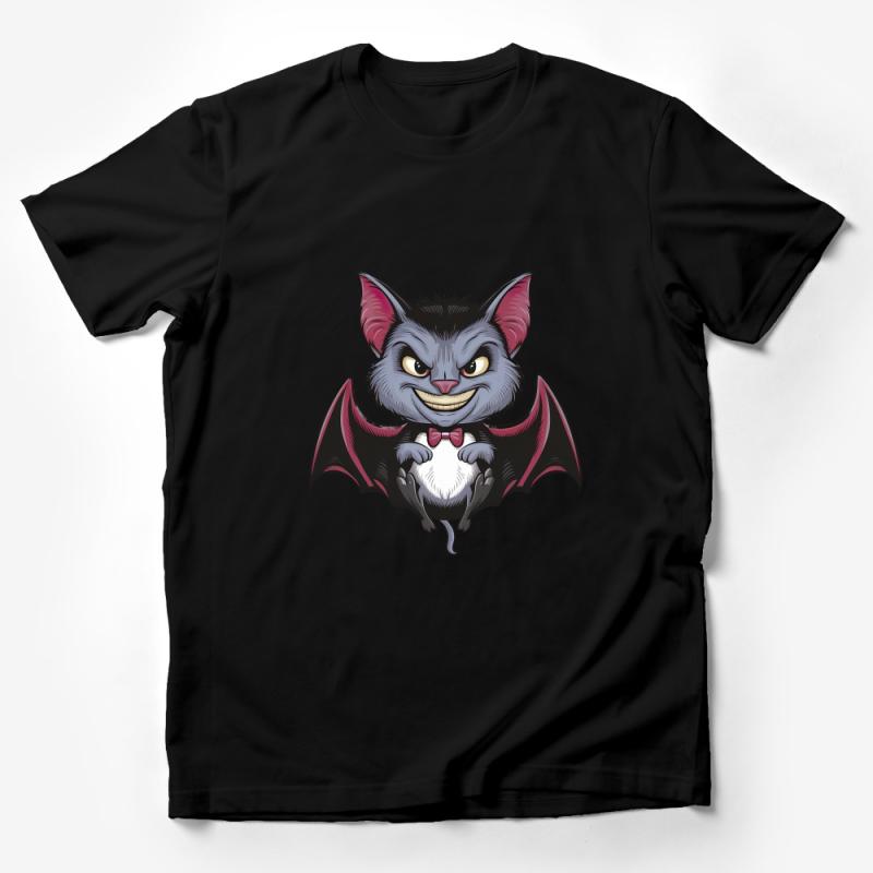 Unique Cartoon Bat T-Shirt, Cute Bat with Bow Tie Graphic Tee, Unisex Funny Animal Shirt, Casual Comfortable Cotton Top, Gift Idea Male T-Shirt