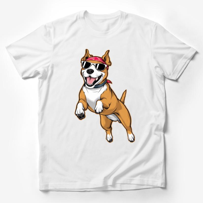 Cool Dog T-Shirt, Happy Sunglasses Dog Graphic Tee, Fun Animal Shirt, Pet Lover Gift, Casual Canine Apparel, Unisex Cotton Top Male T-Shirt