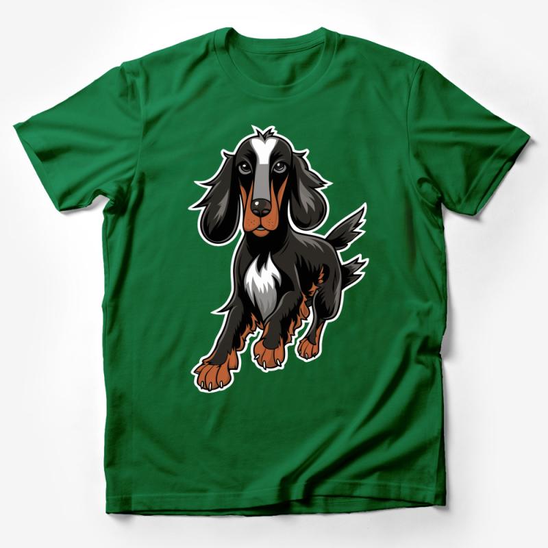 Cartoon Dachshund T-Shirt, Cute Dog Lover Tee, Unisex Adult Cartoon Animal Shirt, Casual Graphic Tee, Gift for Pet Owners Male T-Shirt