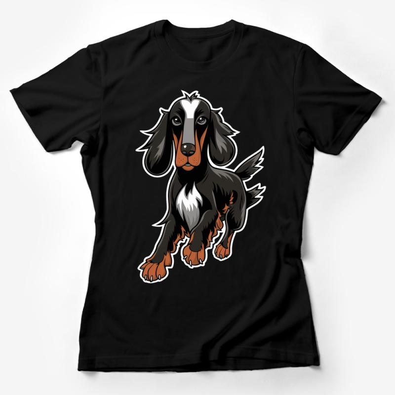 Cartoon Dachshund T-Shirt, Cute Dog Lover Tee, Unisex Adult Cartoon Animal Shirt, Casual Graphic Tee, Gift for Pet Owners Female T-Shirt