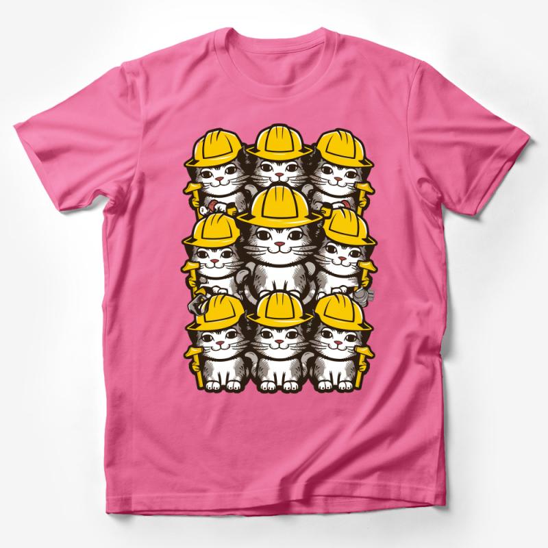 Cute Cat Construction Team T-Shirt, Funny Kittens in Hard Hats Tee, Pet Lover Gift, Unisex Adult Clothing, Graphic Tee Male T-Shirt