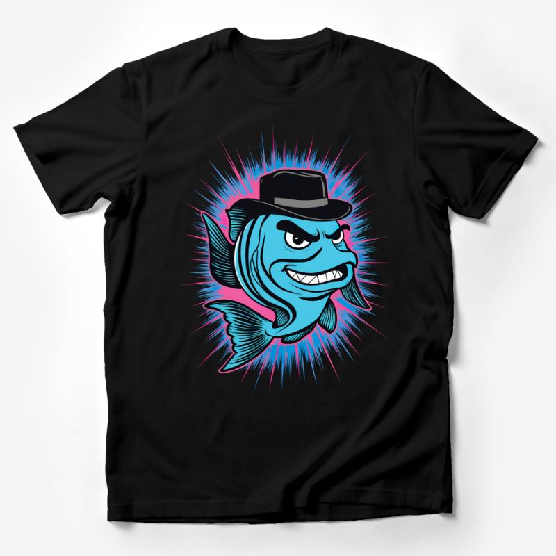 Funky Fish Cartoon T-Shirt, Cool Aquatic Animal with Hat, Vibrant Graphic Tee, Men's Women's Unisex Apparel, Unique Gift Idea Male T-Shirt