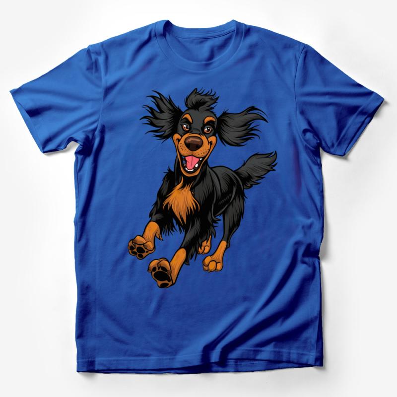 Joyful Cartoon Dog T-Shirt, Cute Puppy Graphic Tee, Unisex Animal Print Shirt, Casual Comfortable Apparel, Gift for Dog Lovers Male T-Shirt