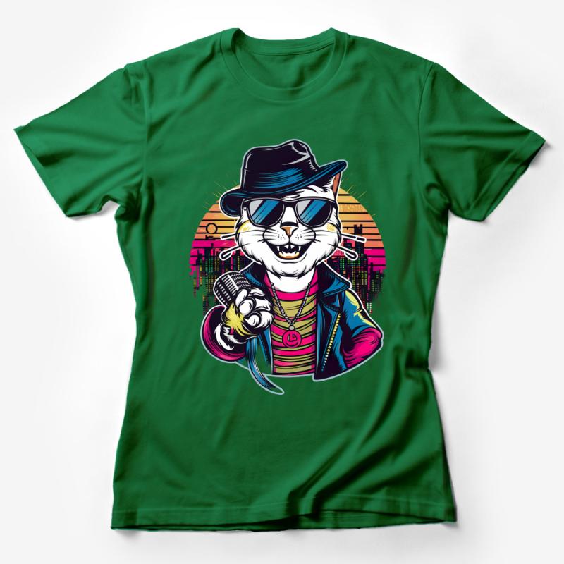 Cool Hip Cat T-Shirt, Urban Streetwear Style, Funky Feline with Sunglasses, Cat Lover Tee Female T-Shirt