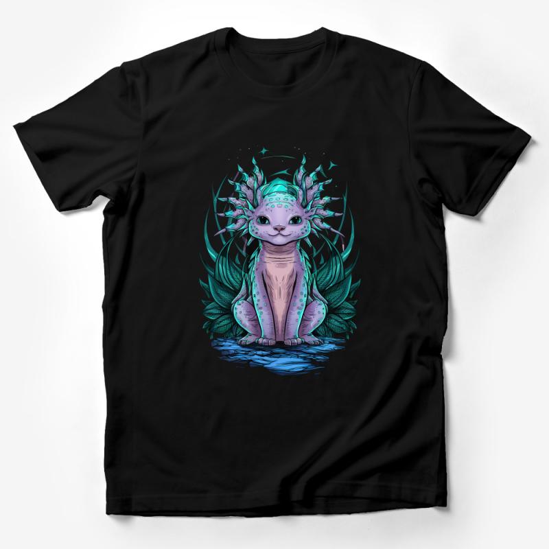 Fantasy Creature T-Shirt, Mystic Dragon Cat with Wings, Unisex Graphic Tee, Unique Illustration, Gift for Fantasy Lovers Male T-Shirt