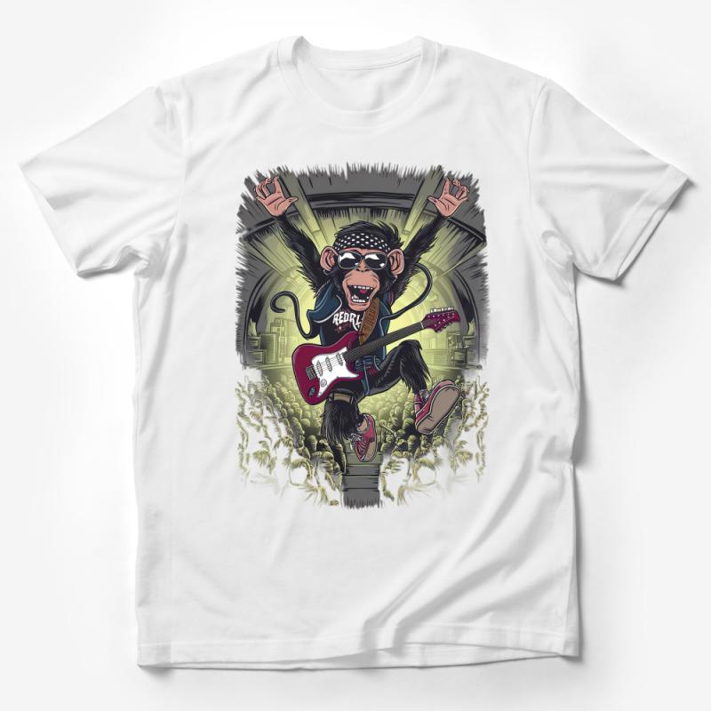 Rock Monkey T-Shirt, Cool Guitarist Ape Graphic Tee, Urban Jungle Music Apparel, Unique Animal Band Shirt, Unisex Rocker Top Male T-Shirt