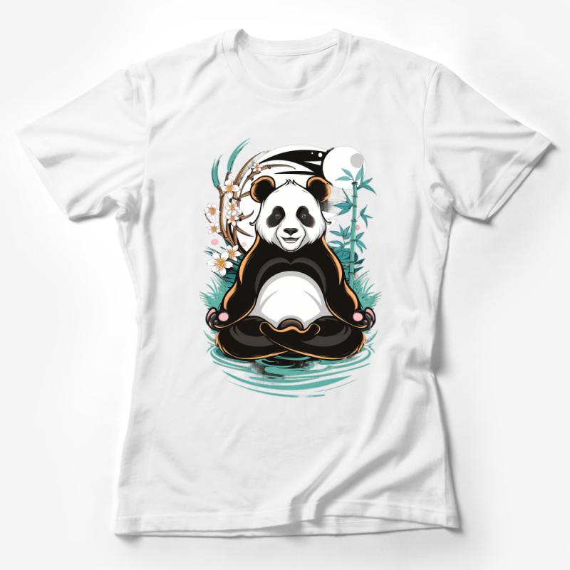 Panda Graphic T-Shirt, Zen Panda with Sakura Blossoms Tee, Unisex Nature-inspired Casual Wear, Artistic Animal Design Top, Gift Idea Female T-Shirt